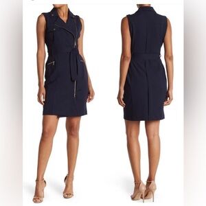 Calvin Klein Blue Sleeveless V-neck Sheath Dress